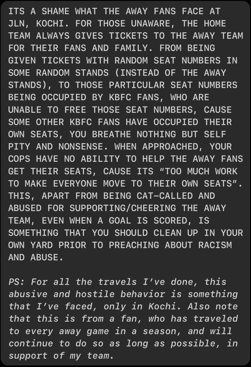 ashwingbenjamin's tweet photo. Itβs good to clean you own backyard prior to pointing fingers at others..!! What you are pointing out is godly compared to the abuse the away fans face by your home crowd, for reasons only you are to blame..!!
#KERBEN #ISL https://t.co/4VKzaPun6q