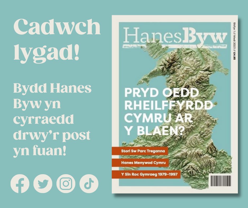 CarregGwalch's tweet photo. 5 DIWRNOD nes fydd y rhifyn cyntaf o'n cylchgrawn newydd Hanes Byw yn cael ei chyhoeddi!

Os nad ydych chi wedi tanysgrifio i dderbyn eich copi eto gallwch wneud yma:

copi caled:
https://t.co/6YYF5iVAfx

copi digidol:
https://t.co/q7uhDQKzAS https://t.co/CXxYy7gx7X