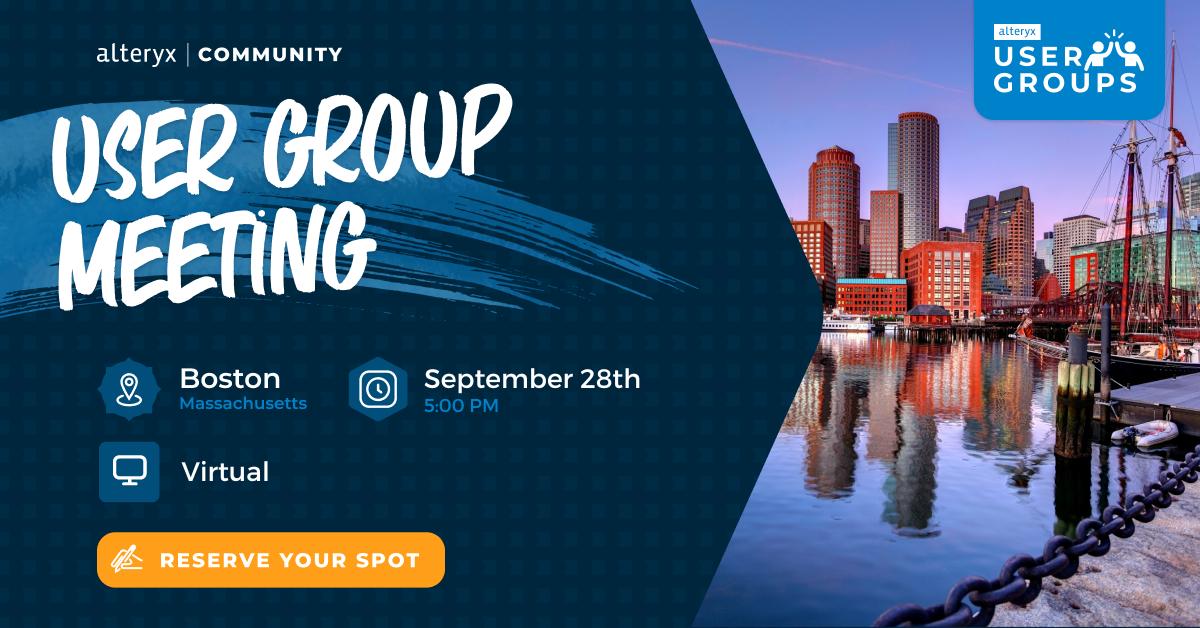 Kramer_Dave's tweet image. Join us to learn, mingle, and network with other Alteryx enthusiasts for a virtual session with an amazing Use Case from Staples plus Alteryx games!

Reserve your spot: ow.ly/KS75104UHn7

#AlteryxUserGroup #AnalyticsEvents