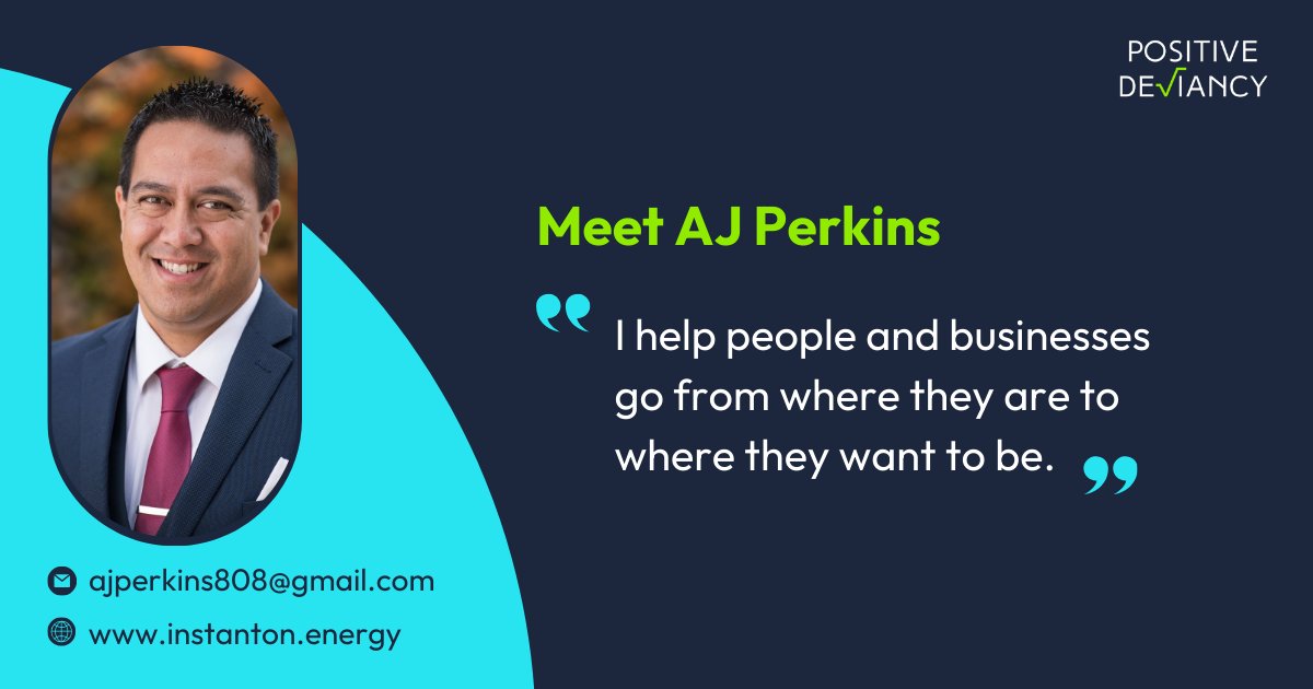 Meet AJ Perkins, our award-winning CEO and startup leader. With a knack for securing contracts and forming strategic partnerships, he's a driving force in clean energy and cybersecurity. 

Reach out at 🔗 positivedeviancy.com/contact/ to fuel your innovation journey.