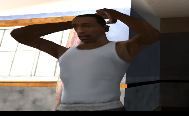 GaMino67089416's tweet photo. @IiReaprr @PAYDAYGame is it only me or he looks like CJ in that cutscene where big smoke shows up with a baseball bat https://t.co/w4l7nr3953
