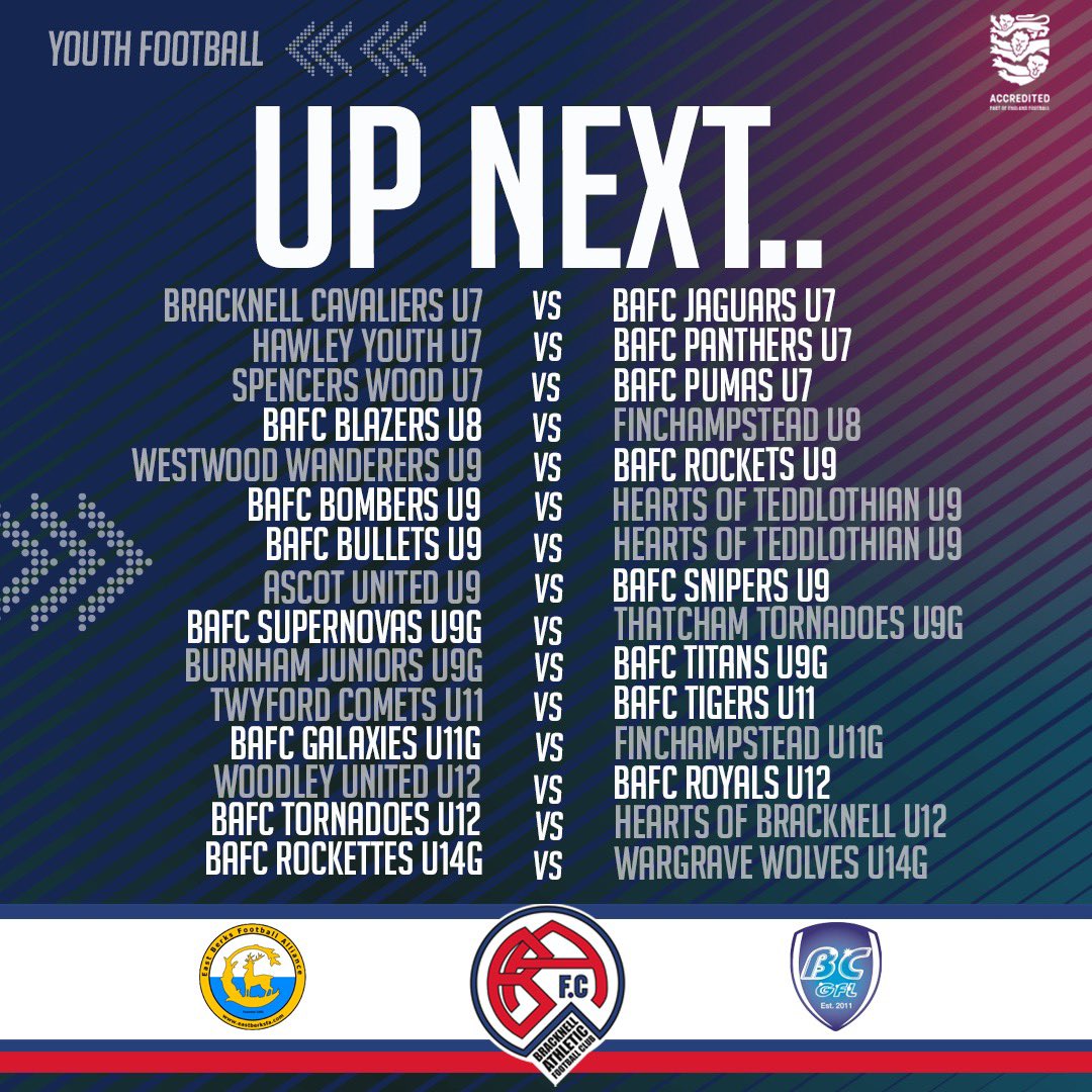BAFC_Tweets's tweet photo. ⚽️⚽️ Saturday Football ⚽️⚽️

Up next for our youth teams as we look onto Week Three of our season! 

#BCGFL #EBFA #YouthFootball #YouAzzz https://t.co/L8DdlVpc0j