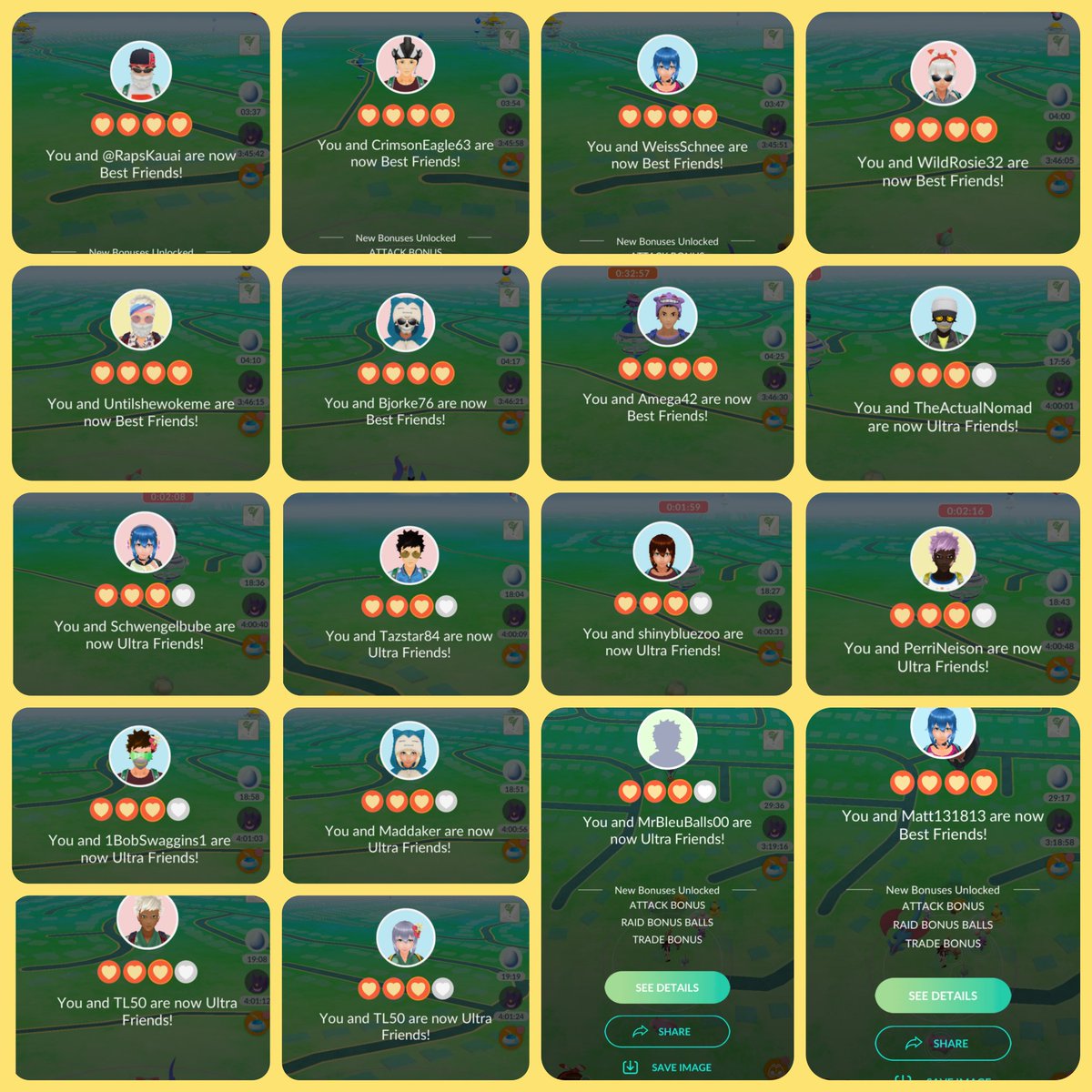milieva13's tweet photo. Thank you all for the #LevelUps this week! See you again at the next round! #PokemonGO #PokemonGOfriends @RapsKauai @CrimsonEagle63 @WeissSc51785772 @WildRosie32 @untilshewokeme @Bjorke76 @Amega427 @TheActualNomad @Schwengelbube @Tazstar84 @Shinybluezoo @BobSwaggins1 @madakers https://t.co/e8N2ZpBhxF