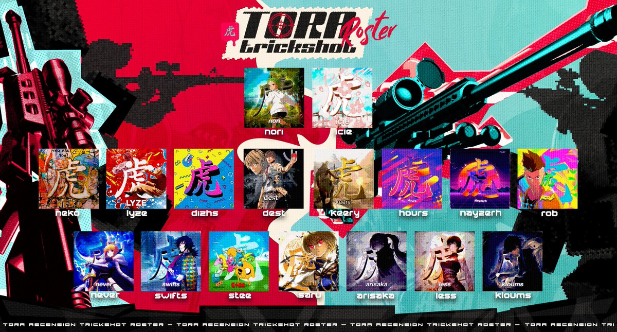 ToraAscension's tweet photo. Introducing Tora Trickshot Roster.
#AscendWithUs🐯 https://t.co/8i2PL5OcQC