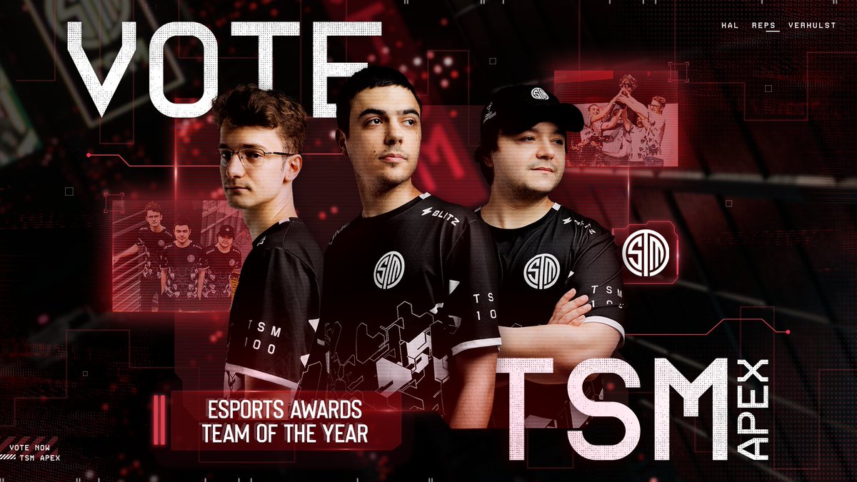 THE BOYS ARE @ESPORTSAWARDS NOMINEES 🏆

Following their capstone World Championship win, #TSM Apex have been nominated for Esports Team Of The Year!

The CEO <a href="/ImperialHal/">Falcons ImperialHal</a> has also been nominated for Esports Controller Player Of The Year!

🗳️ Vote now at: esportsawards.com/vote/