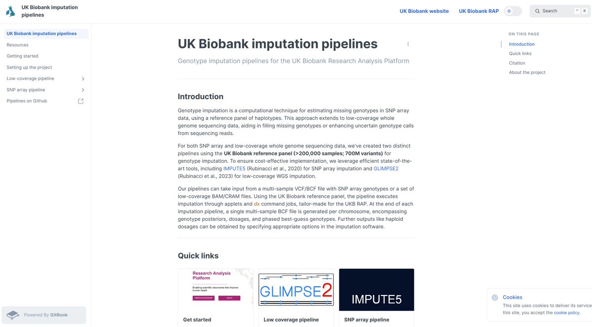 <a href="/ODelaneau/">Olivier Delaneau</a> 🧬 Introducing our latest release: Curated pipelines for genotype imputation using the 200k UK Biobank reference panel.

Now, you can effortlessly impute SNP array &amp; low-coverage WGS data! 

Check it out!

srubinacci.gitbook.io/uk-biobank-imp…