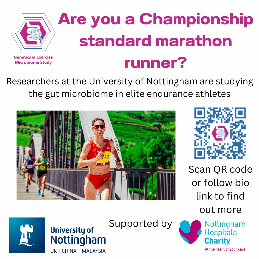 MicrobiomeStudy's tweet image. Can you run a marathon sub 2:40 men &amp;amp; sub 3:14 Women or a half in sub 1:12:30 (men) &amp;amp; sub 1:28 (women)?

Are you running a marathon this Autumn?

We are wanting to look at bacteria living in the gut of elite athletes.

Please repost &amp;amp; visit bit.ly/Spr1ntMB to learn more.