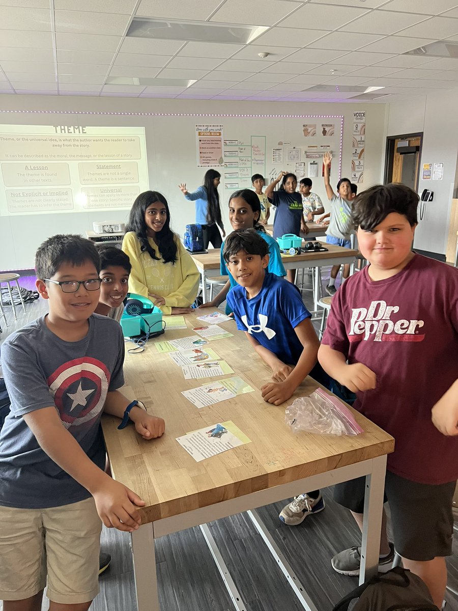 MsAlyssaGrant's tweet photo. Testing our knowledge on theme with a matching game and a little competition! @CMSWestWrangler https://t.co/zynXfZscaG