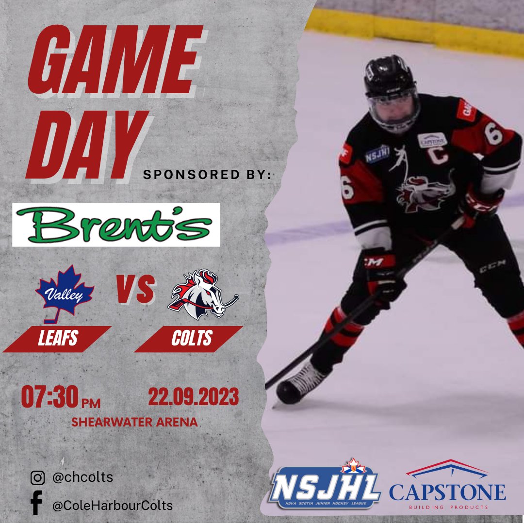 coltshockey's tweet photo. Colts Nation, the team is back in action at home tomorrow night when they take on the Valley Maple Leafs. Puck Drop is 7:30pm at Shearwater Arena 🐎🚨 https://t.co/OrnAdvJb9j