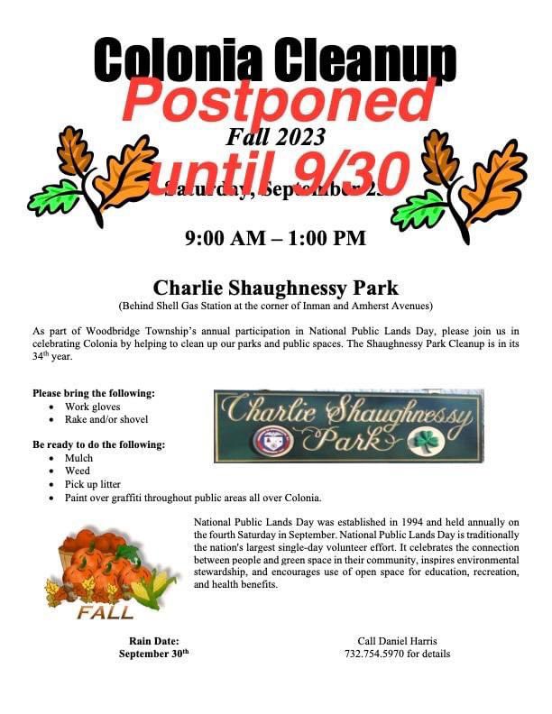 @AlisonKirk29 @EllenPaloti @MrsShortJFK @blauvelt_tracy UPDATE: Cleanup is postponed until 9/30 due to forecasted rain and wind.