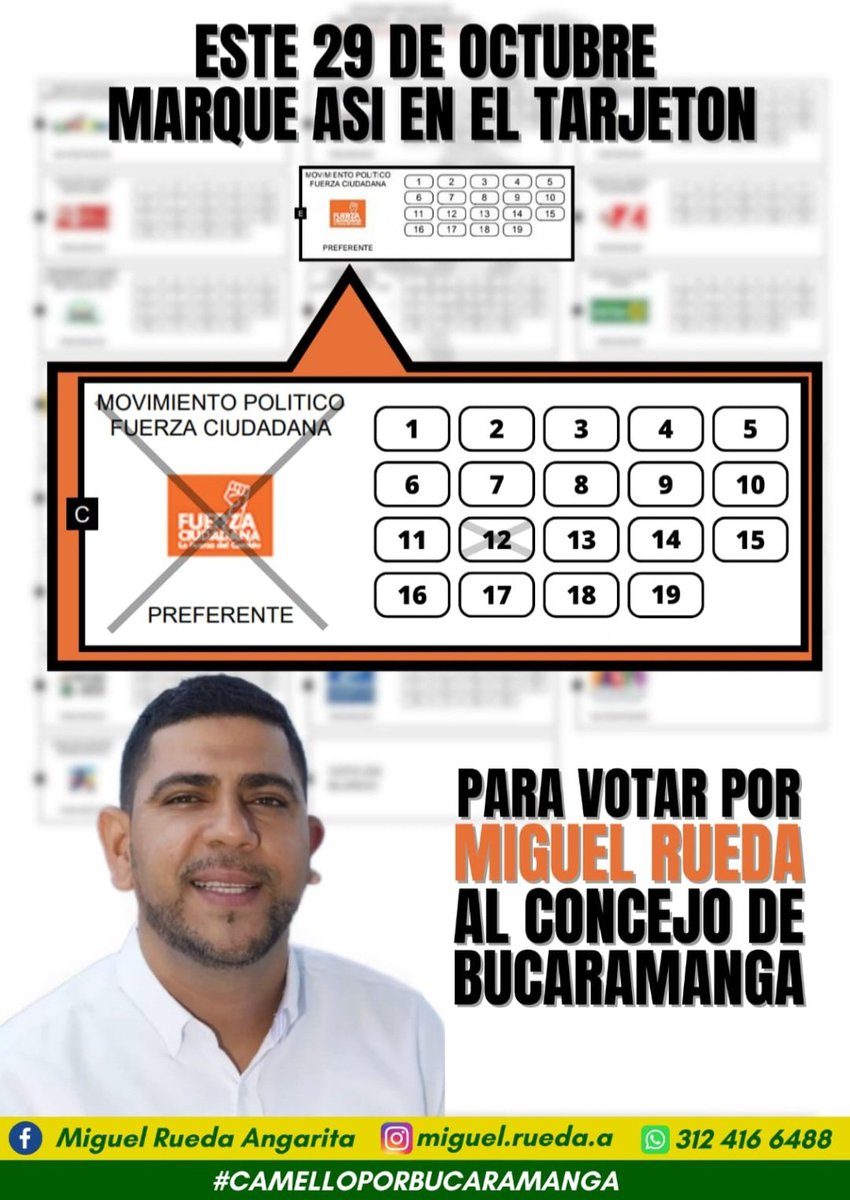 BucaroMane's tweet photo. Mis candidatos:
#ALaCamara :
@IngJuanOsma
#ConcejoDeBucaramanga : @MiguelRueda016
Como no apoyar a éstos Jóvenes honestos que nos van a representar dignamente. https://t.co/2vlAZDaj5v