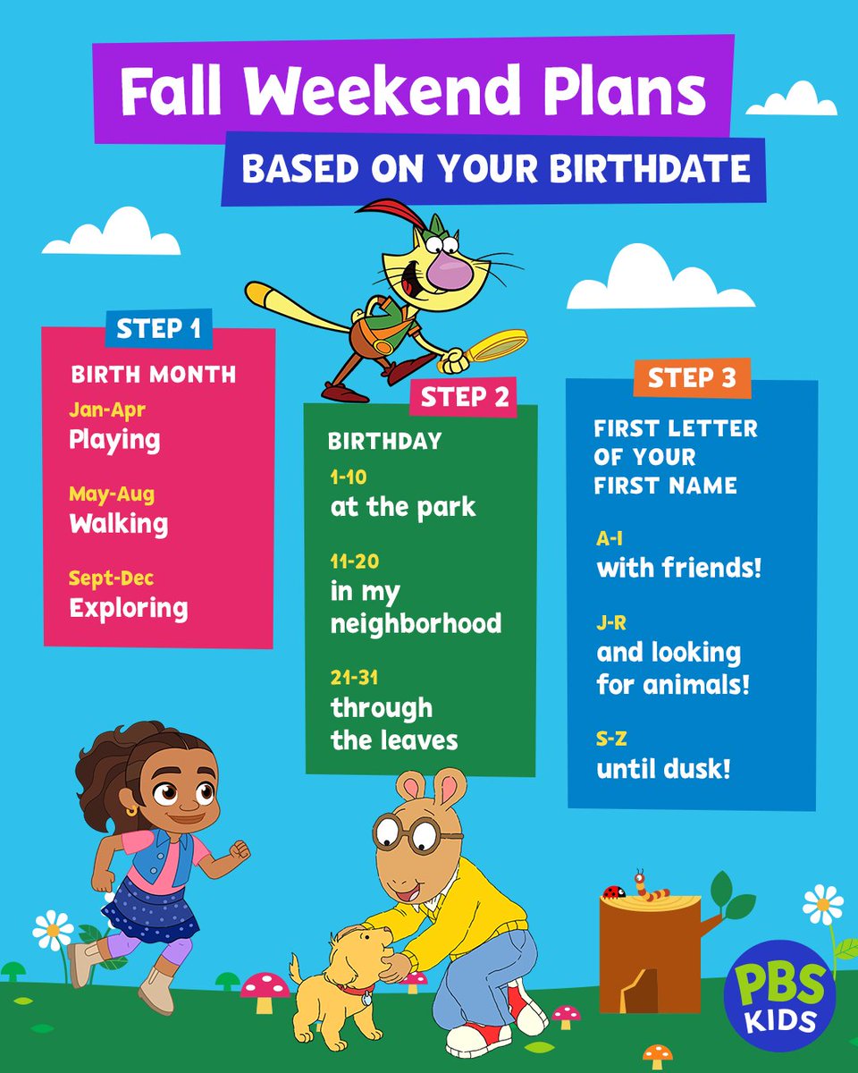 PBSKIDS's tweet photo. Wow! It looks like my fall weekend plans are 1) walking 2) at the park and 3) looking for animals! Here, squirrel, squirrel, squirrel! What are your weekend plans? https://t.co/tHq7mlONnK
