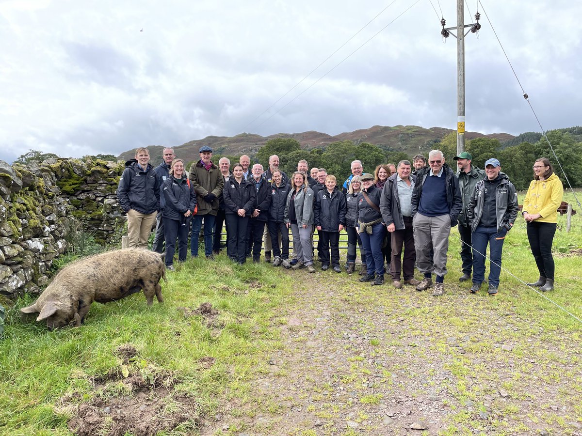 A great nature recovery site visit by ⁦@uknationalparks⁩, inc seeing regenerative farming at Gowbarrow Hall Farm, #Ullswater. Included fab repurposing of bank barn as an educational centre, funded through ⁦@DefraGovUK⁩ FiPL programme ⁦@lakedistrictnpa⁩.