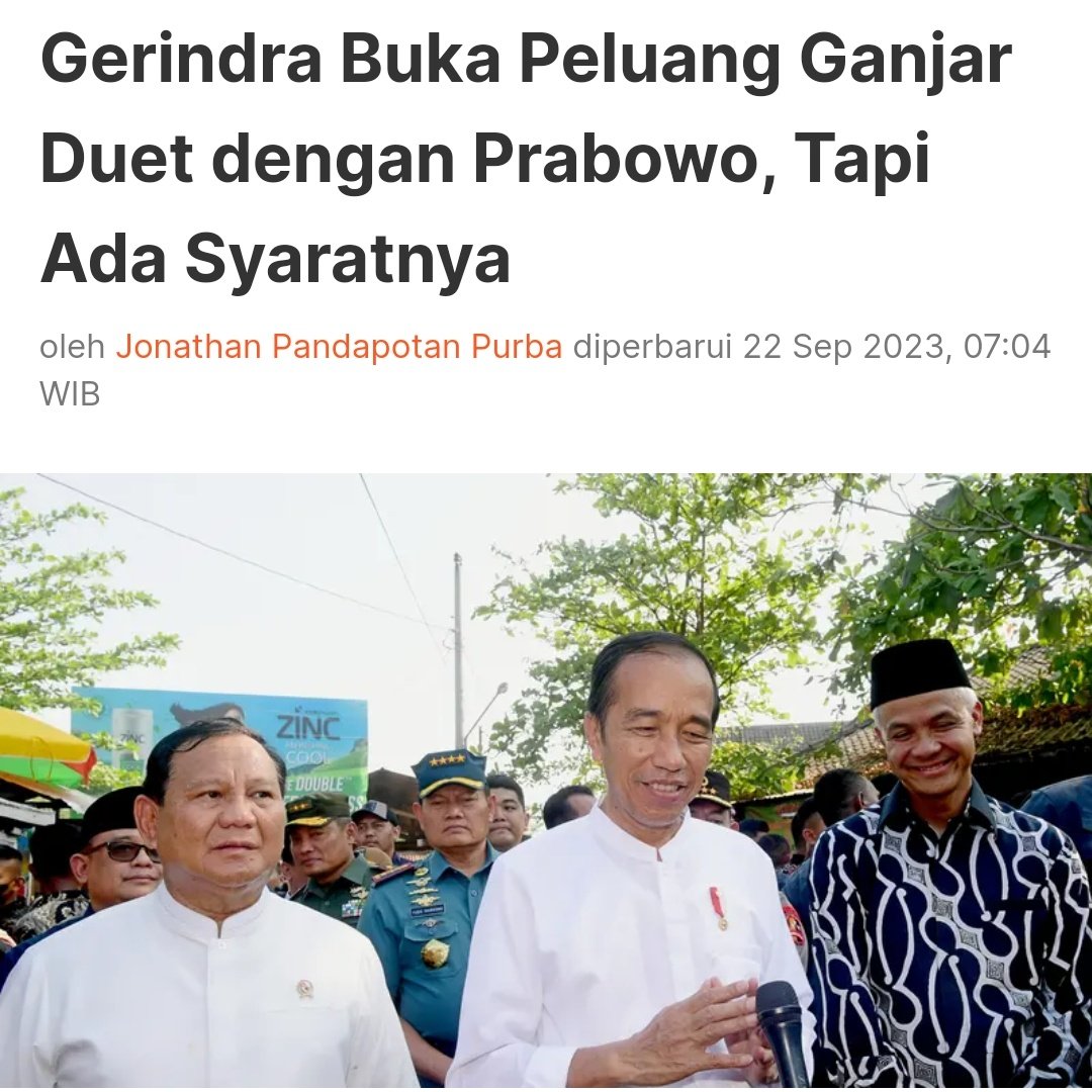 Gerindra buka peluang Ganjar duet dengan Prabowo, syaratnya Pak Lik wowo Capres dan Ganjar Cawapres. Kalo rencana ini terlaksana, saya Golput dan tetap akan mendukung pemerintahan yang sah siapapun presiden nya. 🤟 #OraGanjarOra #TegakLurusDukungGanjar