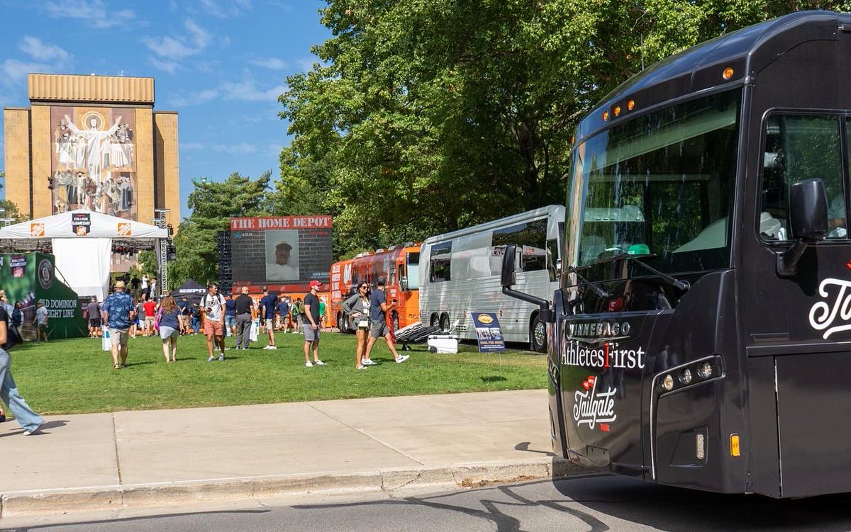 theA1network's tweet photo. Cruised our way through campus today… next stop, 📍Notre Dame Stadium!

Be on the lookout for the Athletes First Winnebago at the Notre Dame vs Ohio State game tomorrow. 

Comment your final score prediction! https://t.co/bQVePgW64B