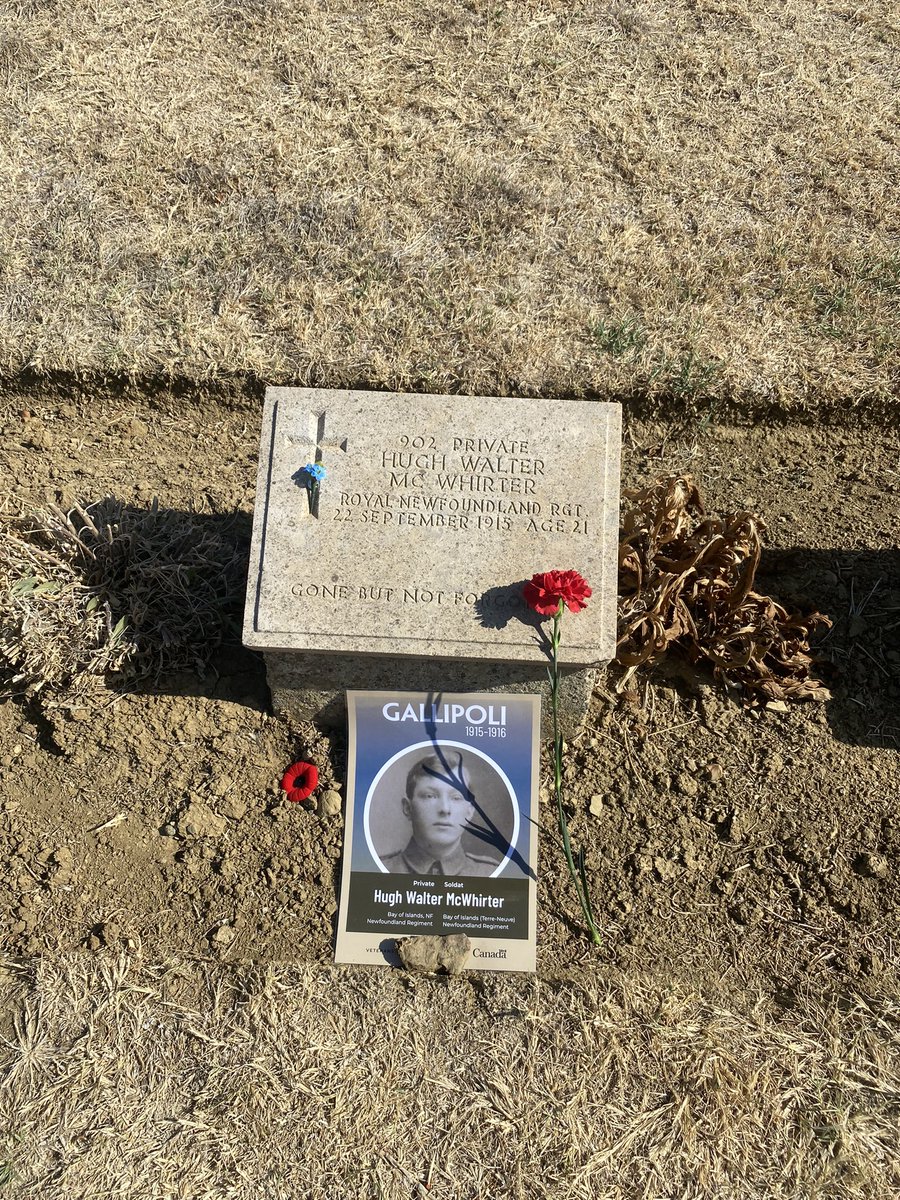 It was a privilege and honour to lay a wreath on behalf of Memorial University at the Gallipoli Newfoundland Caribou monument. To lay a rose on the grave sight of private McWhirter, the first Royal Newfoundland Regiment Member to make the supreme sacrifice. We will remember them!