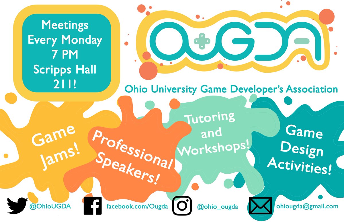 OhioUGDA's tweet image. The semester is in full swing, as are our weekly OUGDA meetings. Join us Mondays at 7 PM in Scripps Hall for fun games-related activities!