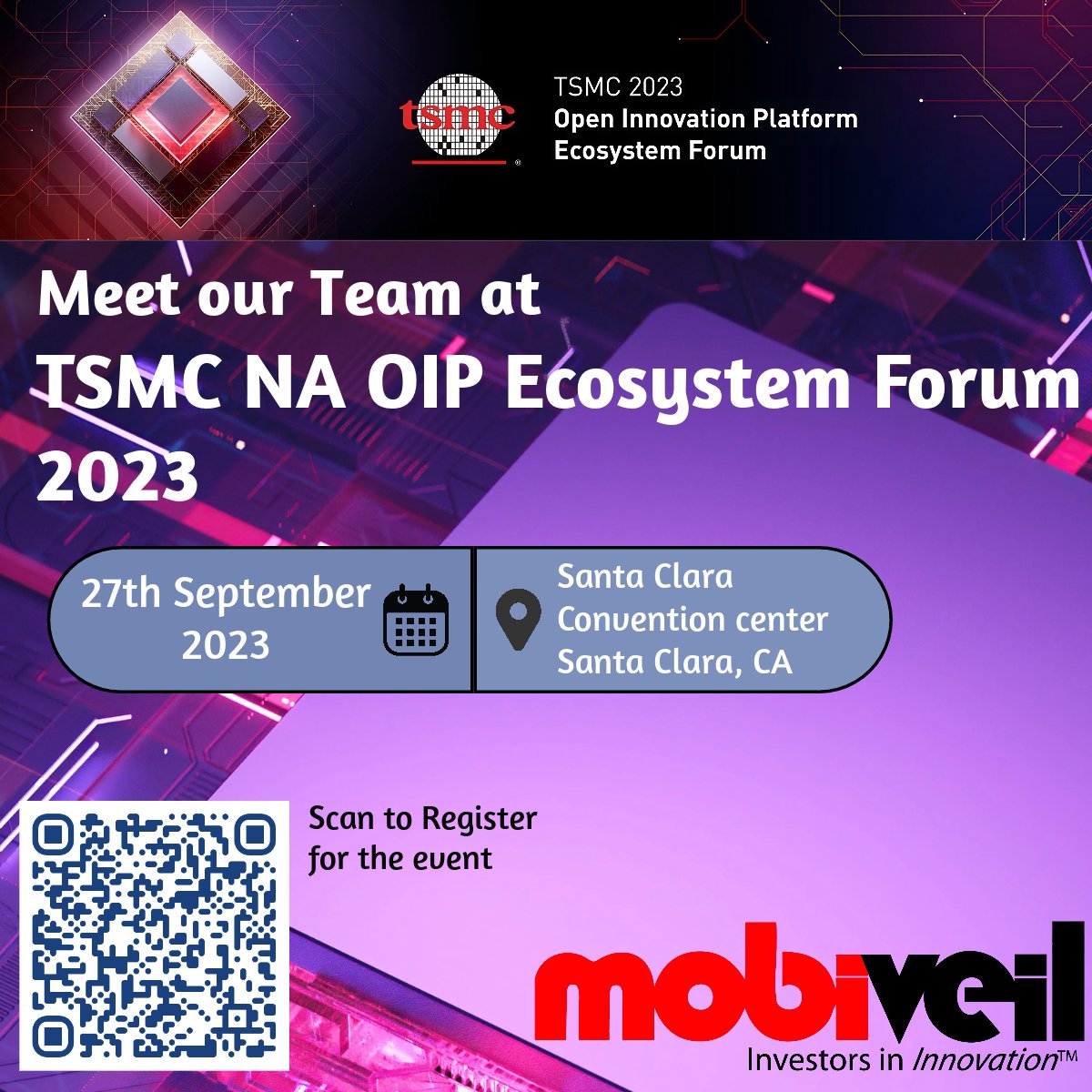 nanettecollins's tweet photo. Here's a great opportunity to meet @Mobiveil at the @TSMC Open Innovation Platform Ecosystem Forum Wednesday, September 27! @Mobiveil 
#innovation 
#nand 
#flashmemory 
#hardwaredesign 
#semiconductor 
#IP 
#memoryip 
#designip 
#semiconductordesign 
#silicon https://t.co/tawfsCDVO1