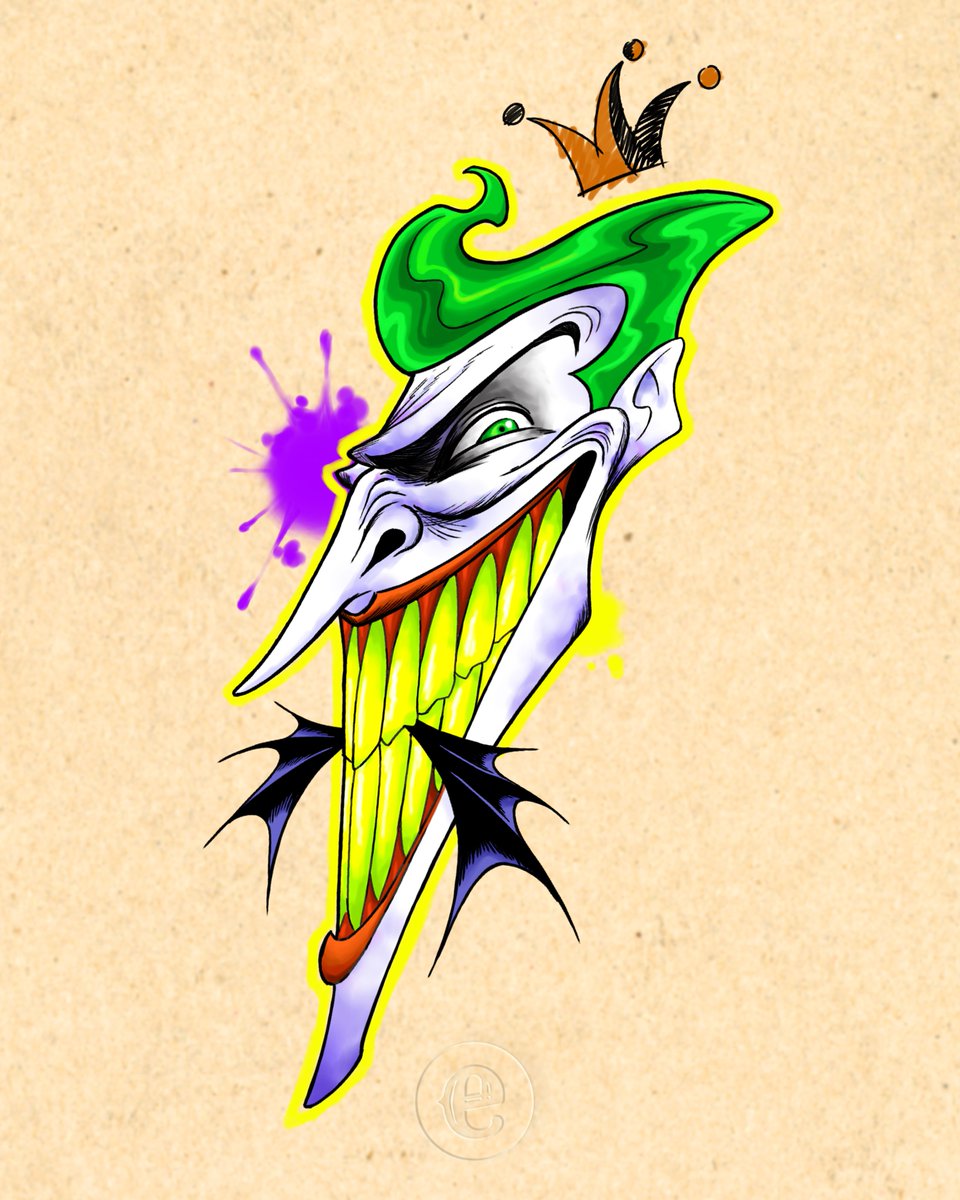 Joker tattoo design, done in #ClipStudioPaint #dontsteal #tattoodesign #joker #batman
