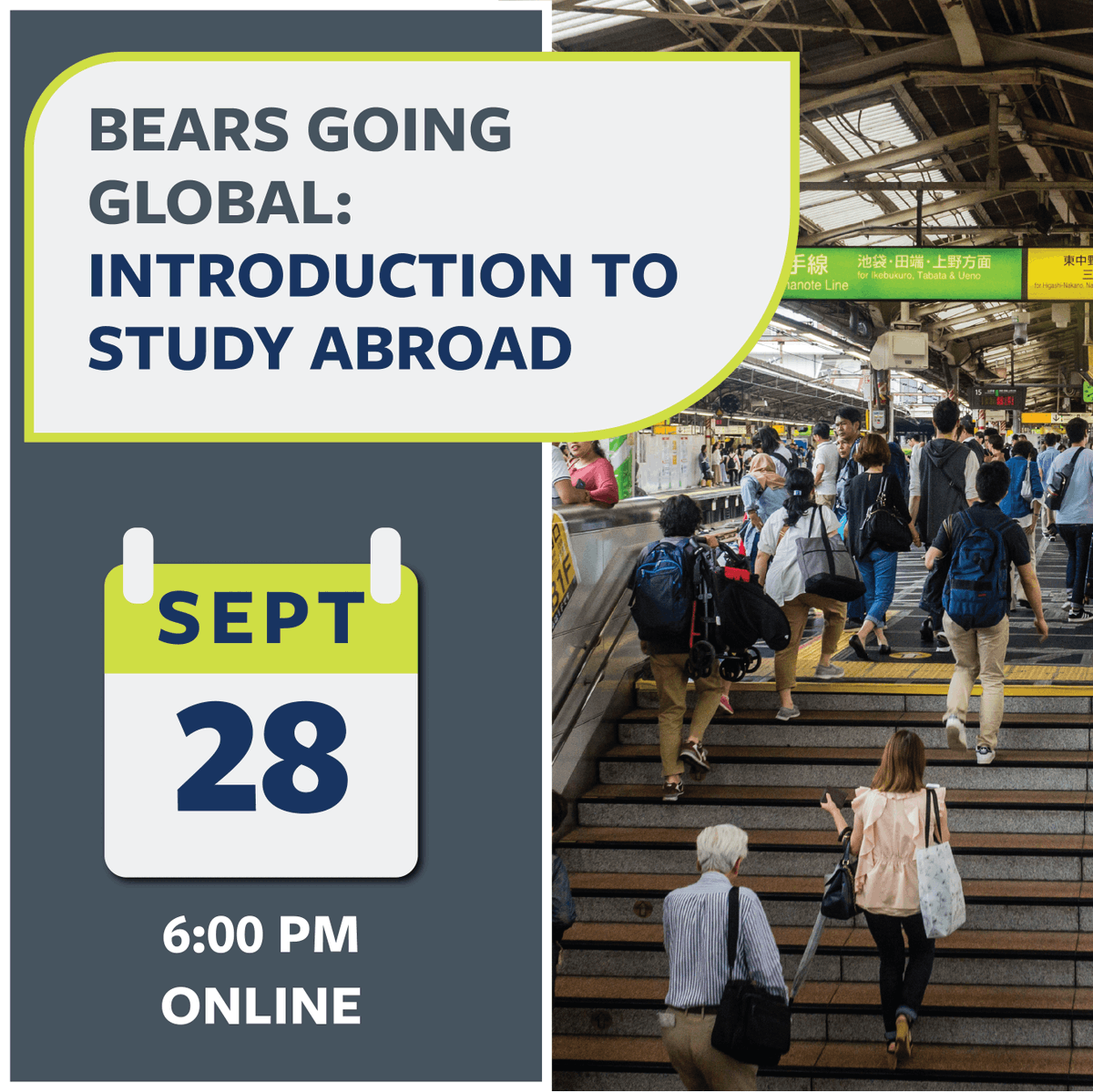 This presentation will include Study Abroad 101 information to introduce students to programs offered at Berkeley Study Abroad. Peer Advisers will share about their experiences abroad and hold a Q&amp;A session for any immediate/general concerns.

Register --> bit.ly/3t578Cs