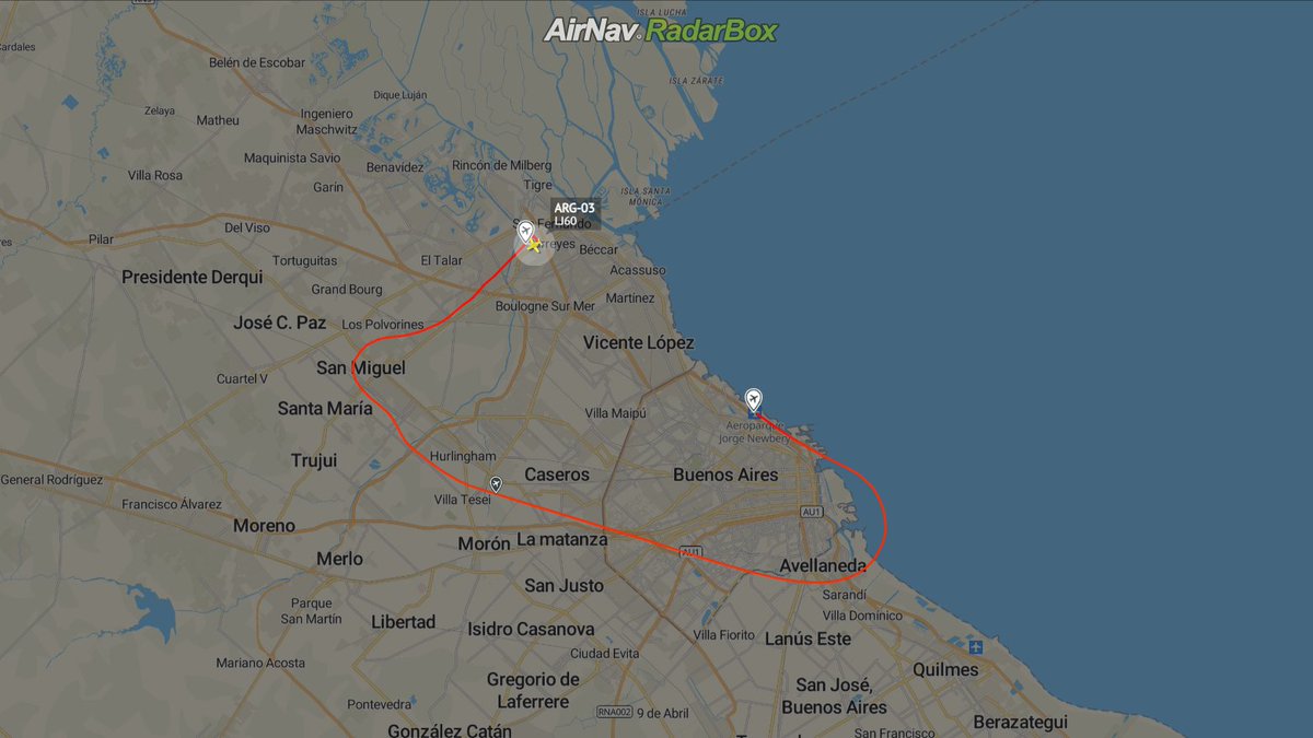 Modo_S_'s tweet photo. ⚠️El Ministro/Candidato @SergioMassa sigue abusando del uso de aeronaves oficiales. Hace minutos, trasladaron el Learjet 60 #ARG03 vacío desde Aeroparque hasta San Fernando (10 minutos de vuelo - 1 ciclo) Mañana continua la campaña proselitista financiada con recursos públicos. https://t.co/XuoSSpkwwE