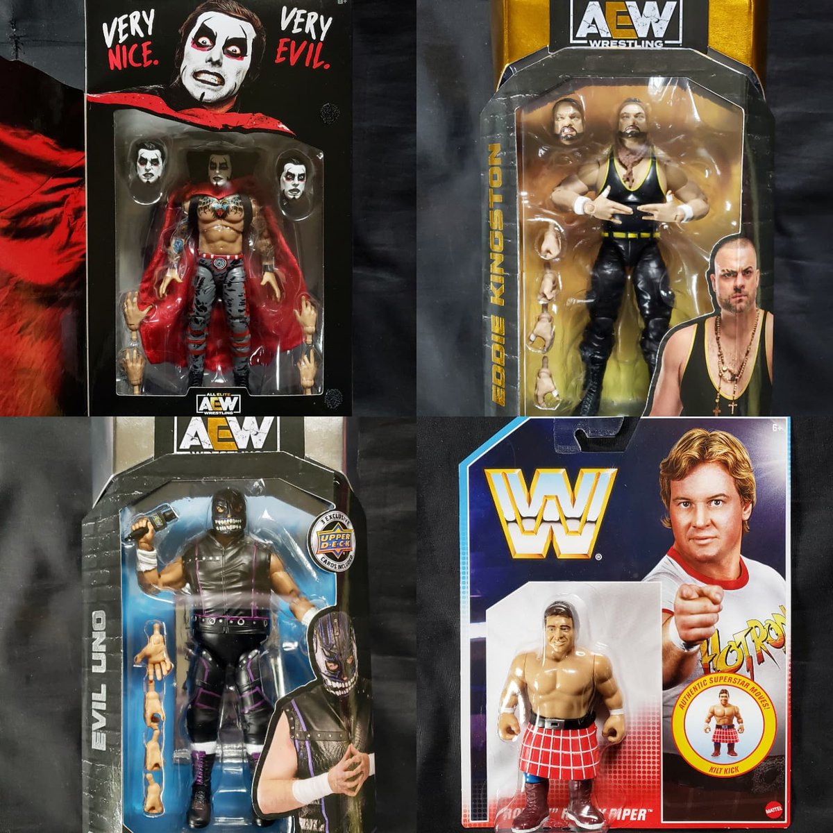 mrkapao's tweet image. My @RingsideC orders came in and we unboxed them on this week's '#TOYZILLALIVE!' episode! They look so awesome!

@aew @wwe @DanhausenAD @EvilUno @R_Roddy_Piper #danhausen #eviluno #eddiekingston #rowdyroddypipper #aew #wwe #ringsidecollectibles #toys #actionfigures #collectibles