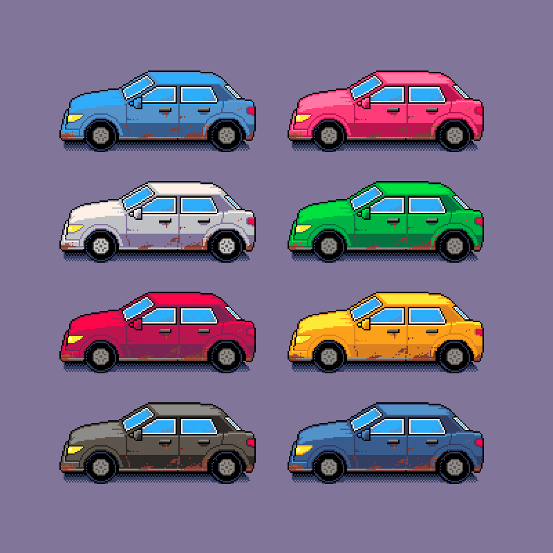 TheSpecialKarl's tweet image. Cars pixel art using "Piconcept-16 by Vapayt" color palette from #rejectedpalettes.

@RejectedPalette #pixelart #randomRPL
