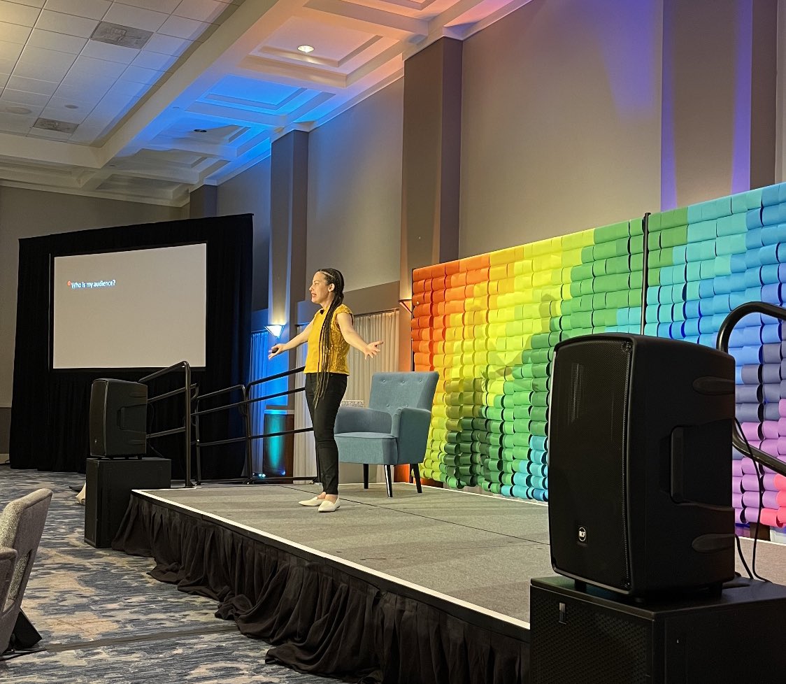 “We are unseen. But we can fight from our beds, and make ourselves visible.” - <a href="/jenbrea/">Jennifer Brea🦒</a> sharing how she turned her story into a movement, while taking the stage at #HealtheVoices23