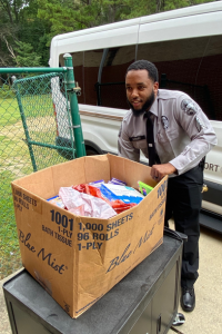 NCCorrection's tweet photo. #NCDAC Sec. Todd Ishee w/ staff members &amp; Warren County Schools Superintendent Keith Sutton had fun taking some of our #NC Gov. School Supply Drive donations to Mariam Boyd Elementary School! Read more - https://t.co/3RVEHdvR7B https://t.co/l2mSeWalGz