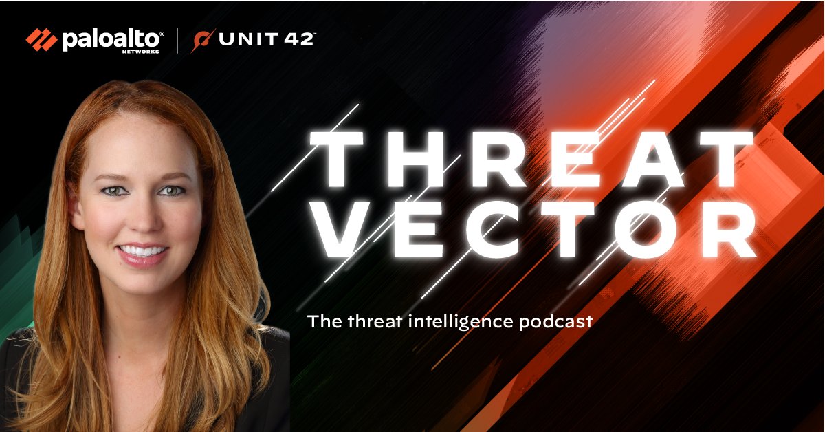Unit42_Intel's tweet photo. Cyberattacks are on the rise, and #AI is at the forefront. Tune in as  @wendiwhitmore, SVP of Unit 42, sheds light on the evolving threat landscape and the role of AI in the latest Unit 42 #ThreatVector podcast episode. Listen here: https://t.co/kPhrucZsqX https://t.co/zQPb1X6P2z