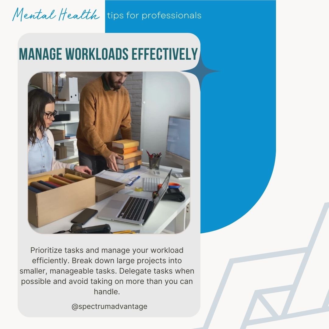 spectrumadvntg's tweet image. Effective workload management isn&apos;t just about productivity; it&apos;s a powerful way to safeguard your mental health. Here are some strategies for a happier, healthier professional life.

#WorkloadBalance #MentalHealthMatters #ProfessionalWellbeing