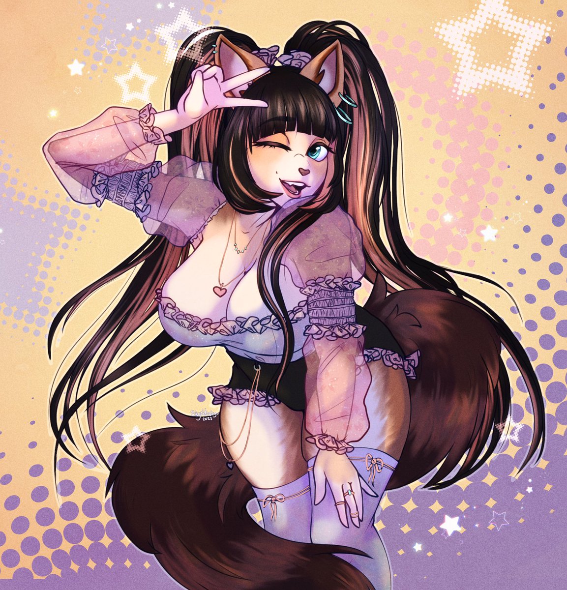 Oh my god I love this top so much I want something like it irl! 

My half of a trade with Aishin on BSky!