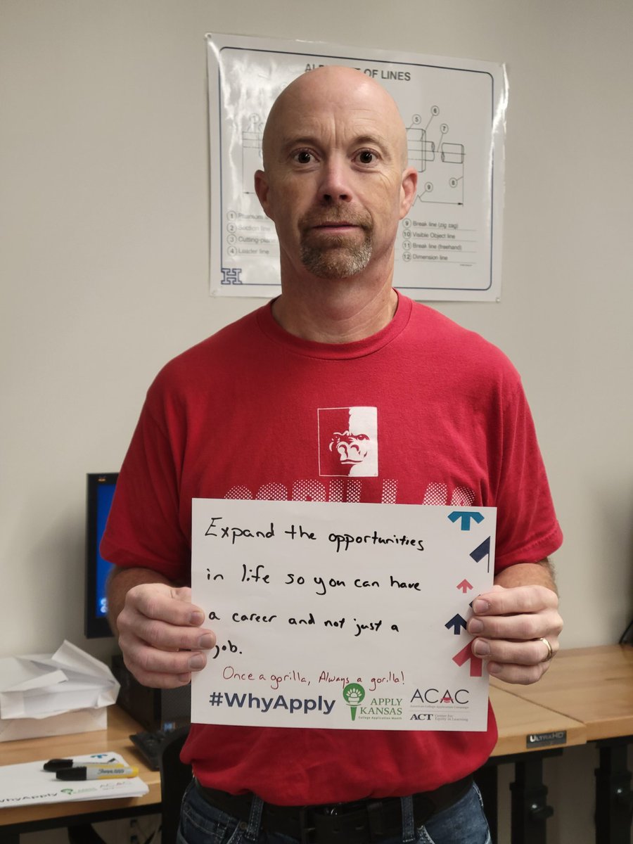 GPHS_Counselor's tweet photo. Some of our #WhyApply from GPHS staff encouraging our students and showing them the importance of continuing education/training after high school. @ApplyKS #WhyApply https://t.co/DgCtNhQxVk