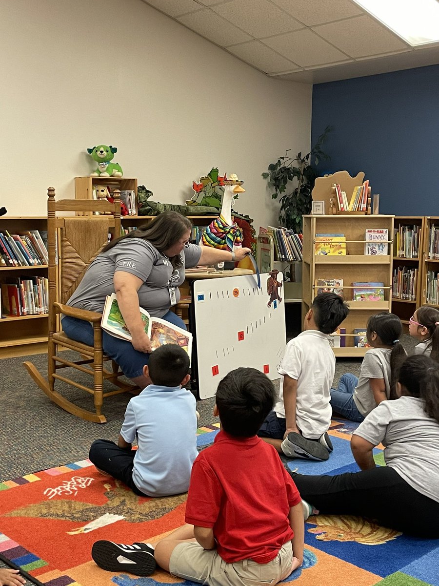 MsYanez8's tweet photo. My class really enjoyed their read aloud in the library today! They got to help move the bear along his journey and Ms. Newman gave them coins to count, just like the bear in the book. @thaleyesLibrary https://t.co/hXSgzaPfGs