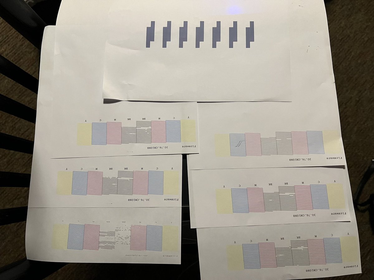ellaboleynn's tweet photo. How is this $75 worth of ink?

@epson, you are running a scam. I just replaced my color ink cartridges so I could print in black and white (scam #1) and ran out of the $75 in ink by the time I’d printed a few tests (scam #2)

Make it make sense.

#consumeralert #corruptbusiness https://t.co/cklqx1sdsl