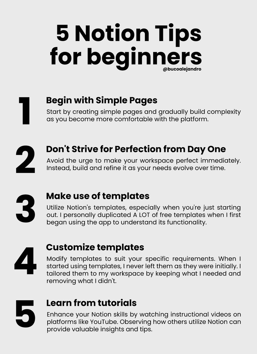 5 tips for those of you who are just starting out with Notion. If you have been using Notion for a while now, what's your best tip for beginners?