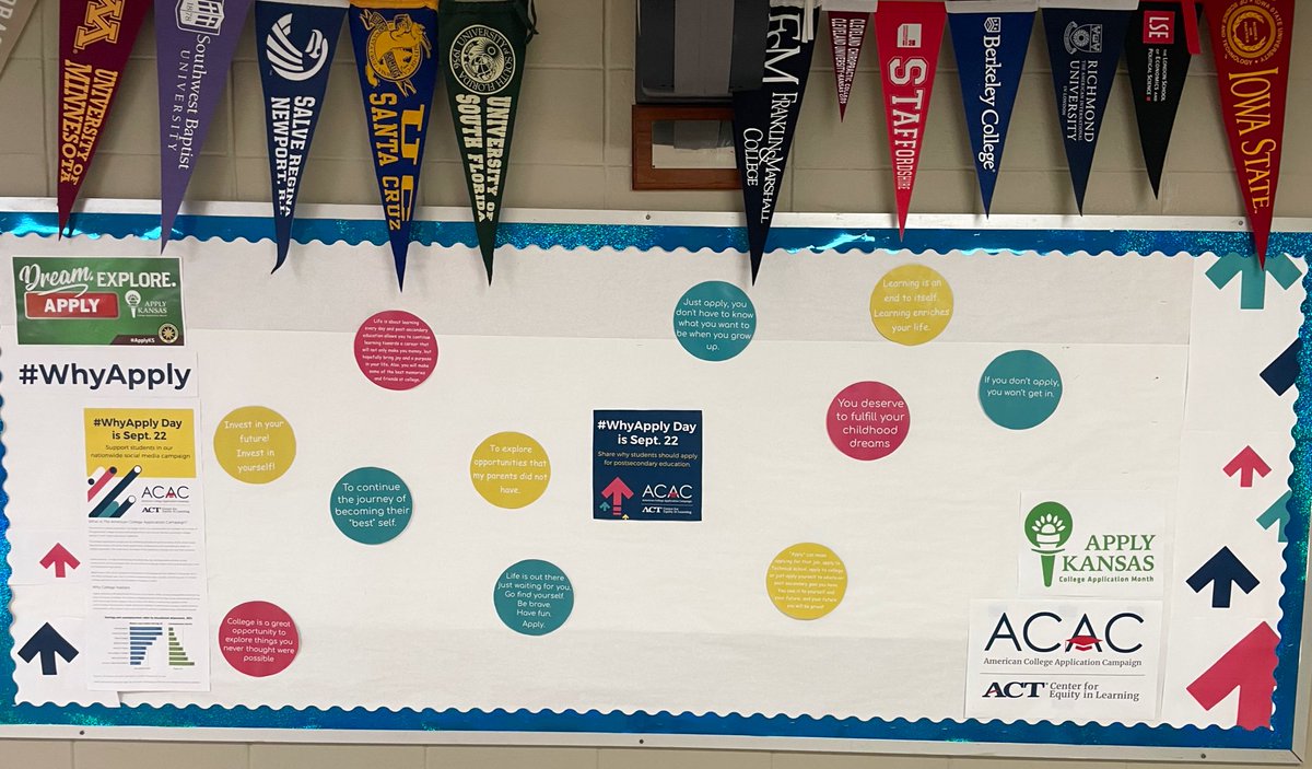 Today is #WhyApply day, sponsored by American College Application Campaign - we believe every student should have the opportunity to pursue post secondary education, so @wrhsgo shares why we believe students should apply and/or why our staff applied to college! @ApplyKS