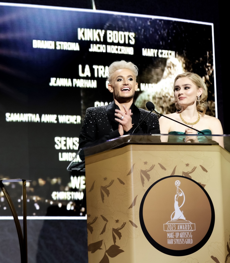 How cute are <a href="/FrankieJGrande/">Frankie James Grande</a> and <a href="/ImMegDonnelly/">meg donnelly</a> at last year’s #MUAHSawards presenting awards for theatrical productions/live stage? 🏆🎭