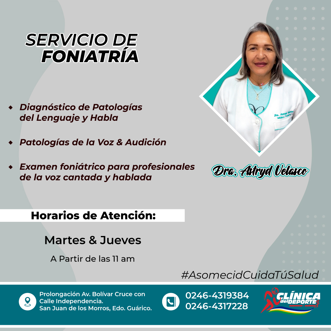 #ServiciodeFoniatría
¿Cuándo acudir a un foniatra?

Los síntomas referidos más frecuentes son: ronquera, voz monótona, voz temblorosa, episodios de afonía, variaciones en la intensidad, frecuente pérdida de los agudos o sensación de falta de aire al fonar.