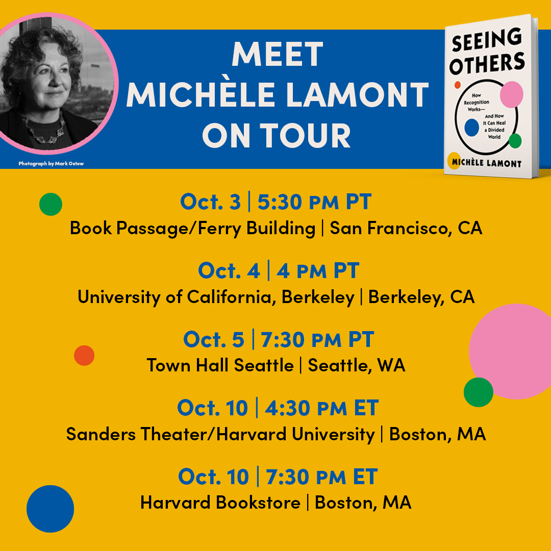 AtriaBooks's tweet image. Join SEEING OTHERS author @mlamont6 on tour this October! Learn more about each event here: michelelamont.org/events