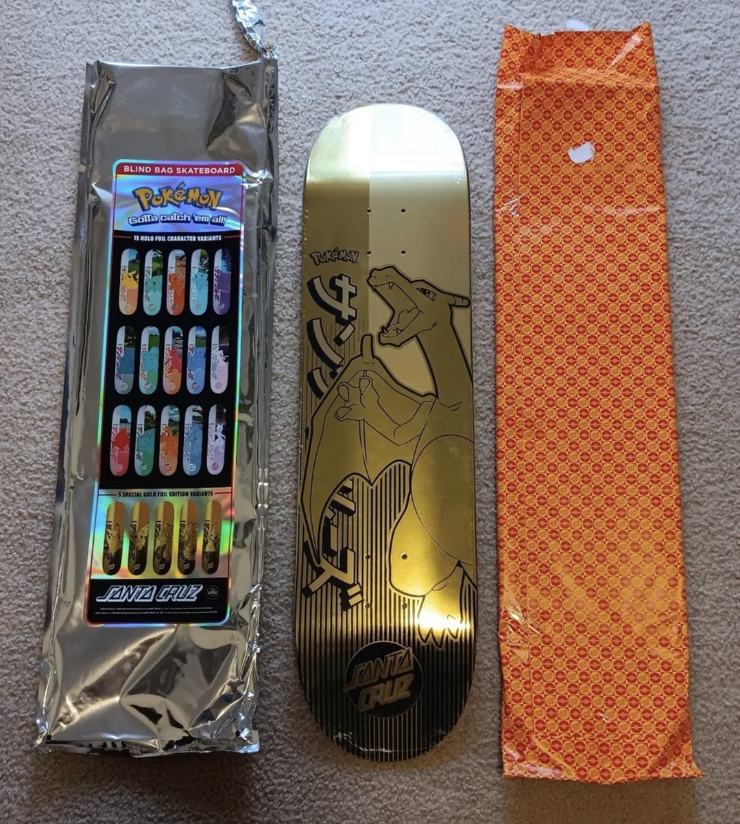 🏆 BREAKING NEWS 🏆

The Santa Cruz x Pokémon Gold Foil Charizard Skateboard just sold at auction for a final price or $15,000.

This skate deck retailed at just $110.

What a massive W.