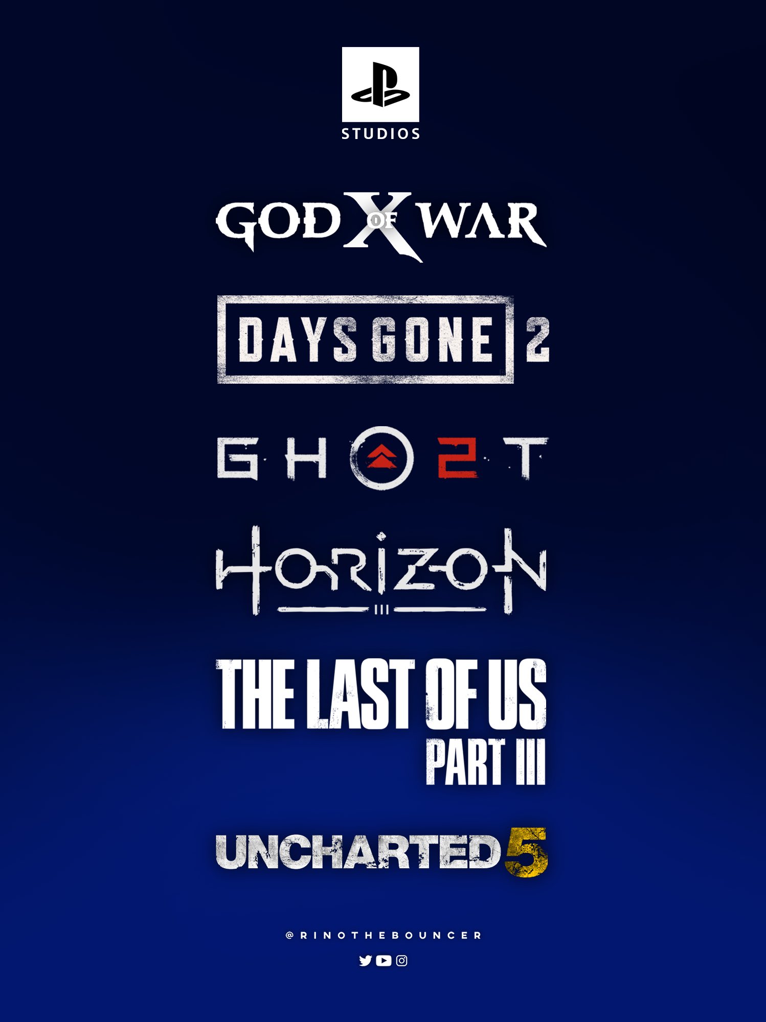 Rino on X: What #PlayStation game would you prefer to have a sequel for?🚀  ✓God of War X ✓Days Gone 2 ✓Ghost of Tsushima 2 ✓Horizon III ✓The Last of  Us –