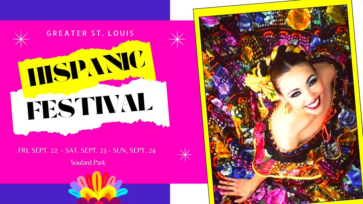 This weekend, come to the Greater St. Louis Hispanic Festival in Soulard Park, 7th and Lafayette Ave! See live bands 🎶, delicious food 🌮 &amp; dance 💃, craft vendors 🎨, Kids Corner 🚸, information booths 📝 &amp; more! hispanicfestivalstl.com