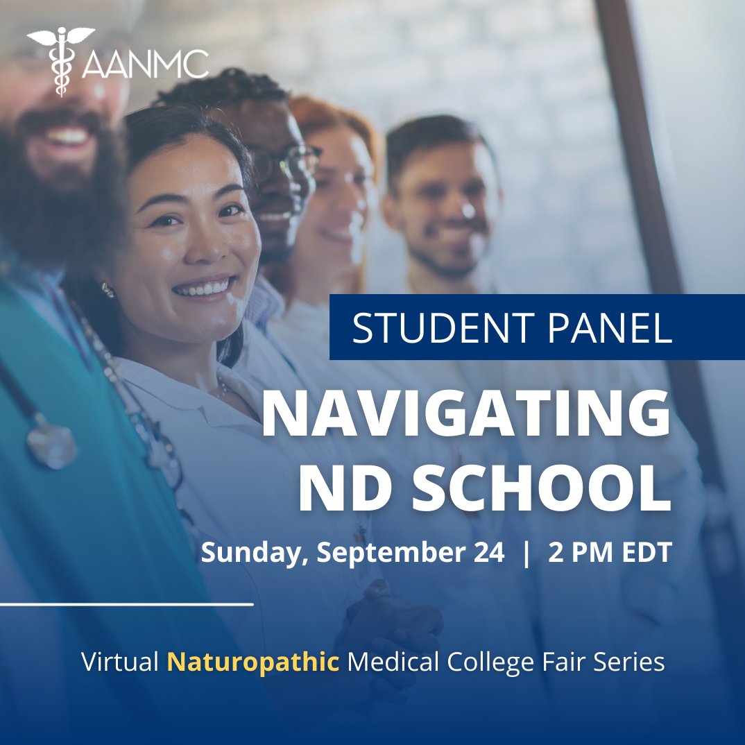 AANMC's tweet image. This is your last chance to register for our ND Student Panel coming up this Sunday, September 24!

Register here: pulse.ly/uevjgta8r9

#naturopathicmedicine #holisticmedicine #naturopath #doctor #medicine #healthcare #medschool #medicalschool