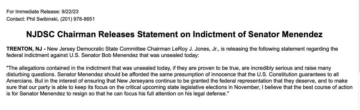 NJ Gov. Murphy, Assembly Speaker Coughlin and Dem State Chair LeRoy Jones call on Menendez to resign