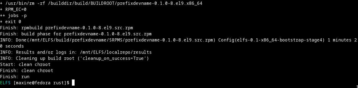 maxinehayes90's tweet image. Rust, rust-toolset, and prefixdevname are now finally built! It took a week to get to this point, but I&apos;m pretty happy about it.

#linux #openela #linuxfromscratch #rockylinux