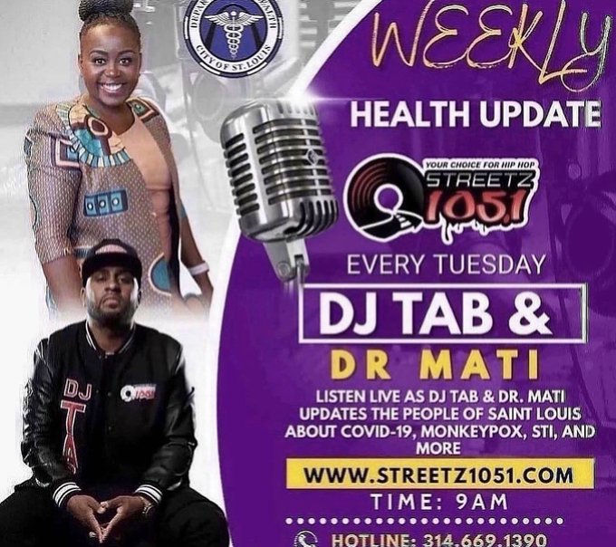 Catch up on the weekly #HealthUpdates with Director Dr. @MatiH_ID tomorrow at 9am on @streetz1051 with @djtab314! 

#PublicHealthInformation #LiveRadio #STL