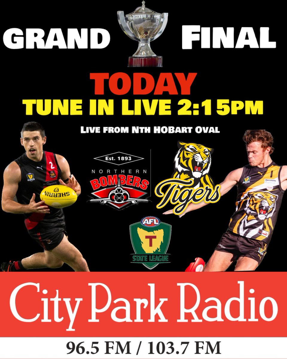 maccamcGee's tweet photo. Tune into @cityparkradio for the @TasStateLeague Grand Final @Kingborough_FC vs @NLFC_Bombers 
 https://t.co/GKYUB3RTDw https://t.co/zivjhQznNd