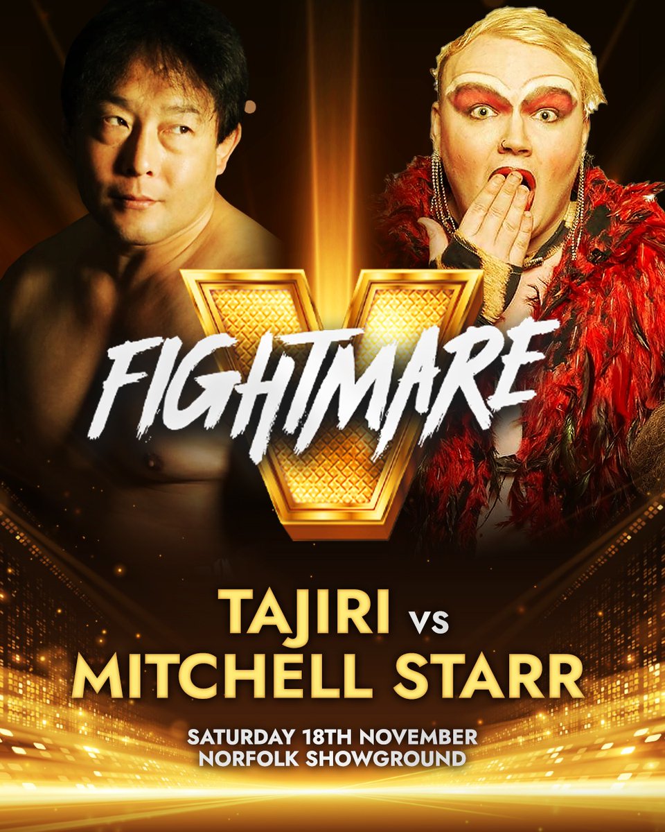 As confirmed last night, @MitchellStarr93 will face <a href="/TajiriBuzzsaw/">TAJIRI</a> at #FightmareV in Norwich on 18th November!

🎟️wawuk.com/events/waw-fig…