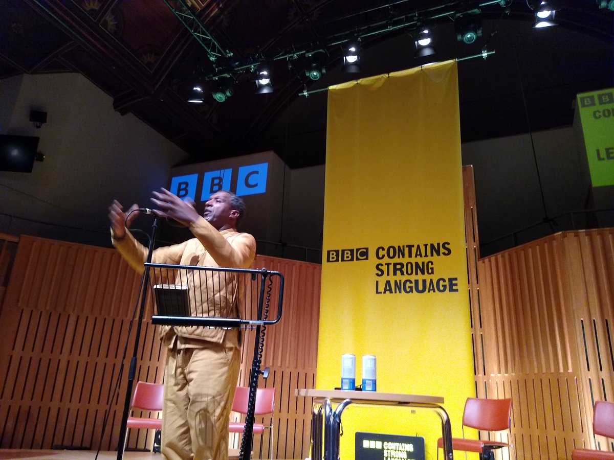 Another fantastic @bbccslfest event at @Howard_Assembly #Leeds: @lemnsissay reading from his collection of short poems, Let The Light Pour In. Thought-provoking, moving, funny... pretty much all the bases covered. Photos show the poet in full performance mode - amazing!